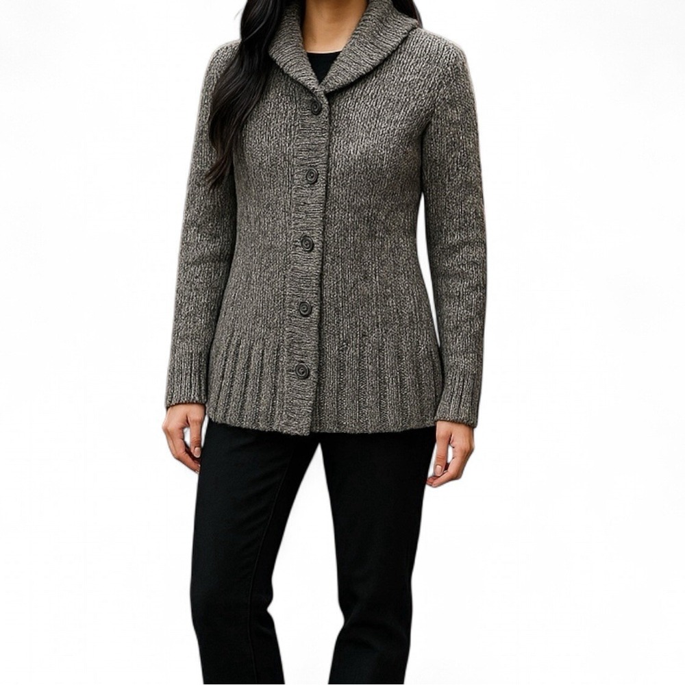 American Eagle Wool Blend Shawl Collar Button Cardigan Gray Neutral Sweater XS - Picture 1 of 8